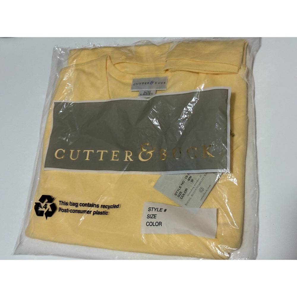 NWT Cutter & Buck Crew Womens Medium T-shirt Yellow‎ Short Sleeve East Lake Golf